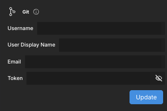 The Git section of the Account panel.