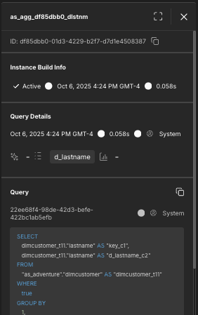 The instance build details panel of the Build History tab.