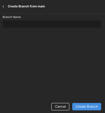 The "Create Branch from <branch name>" panel.