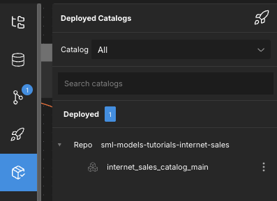 The Deployed Catalogs panel in Design Center.