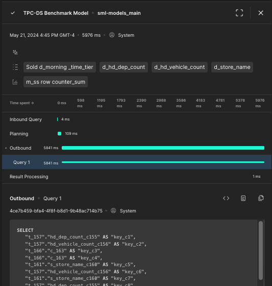 The query details panel.