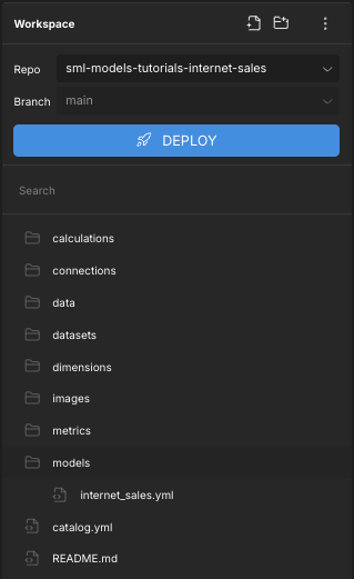 The Workspace panel.
