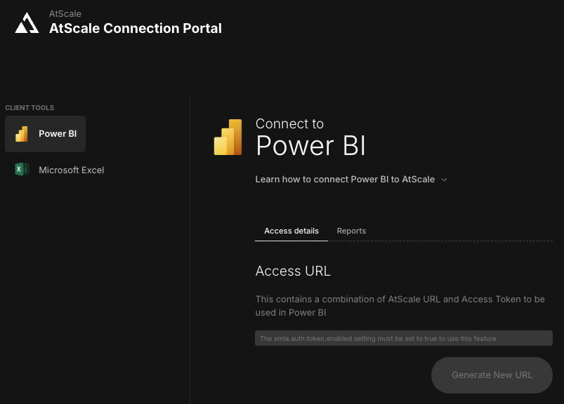 The AtScale Connection Portal.